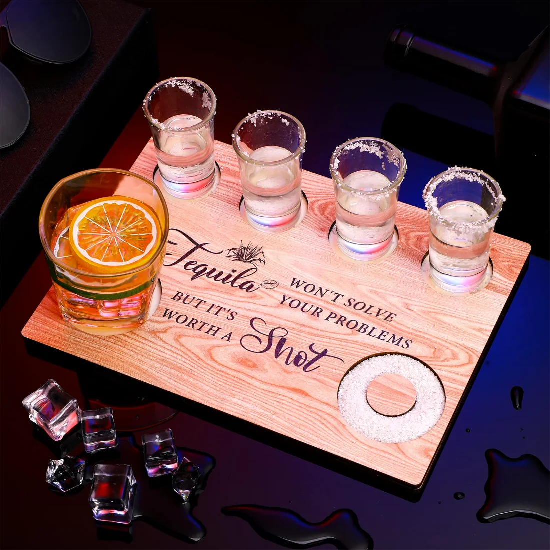 CHENGU Tequila shot board serving tray, view 2