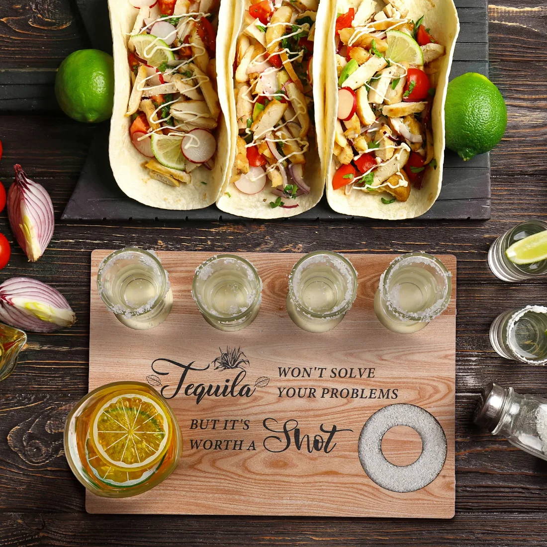 CHENGU Tequila shot board serving tray, view 3