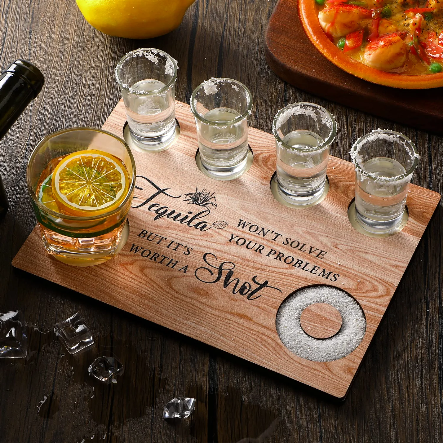 CHENGU Tequila shot board serving tray