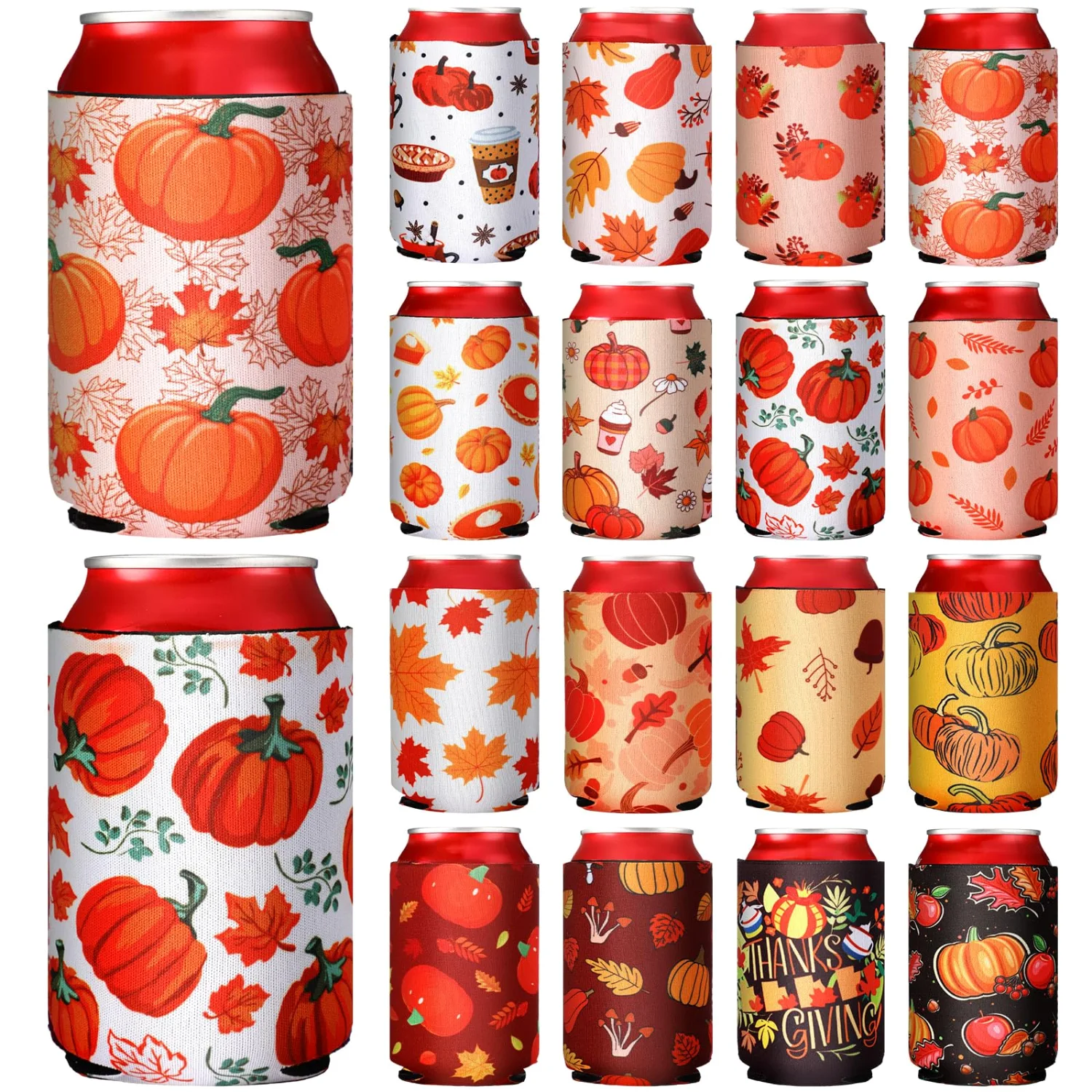 CHENGU Can coolers, 16 pcs, 12 oz, Thanksgiving