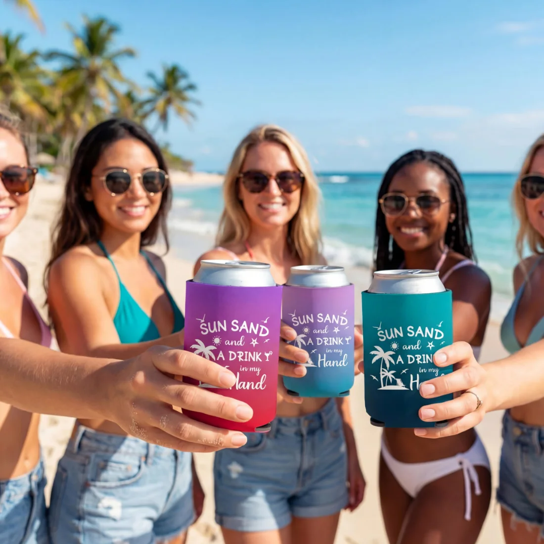 CHENGU Can coolers, 6 pcs, Tie-dye, Sun Sand, view 3