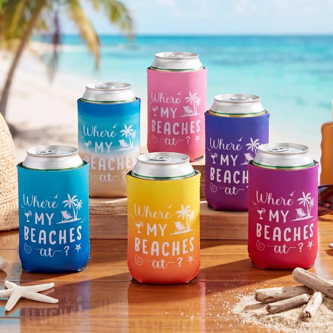 CHENGU Can coolers, 6 pcs, Tie-dye, Where My Beachs, view 2
