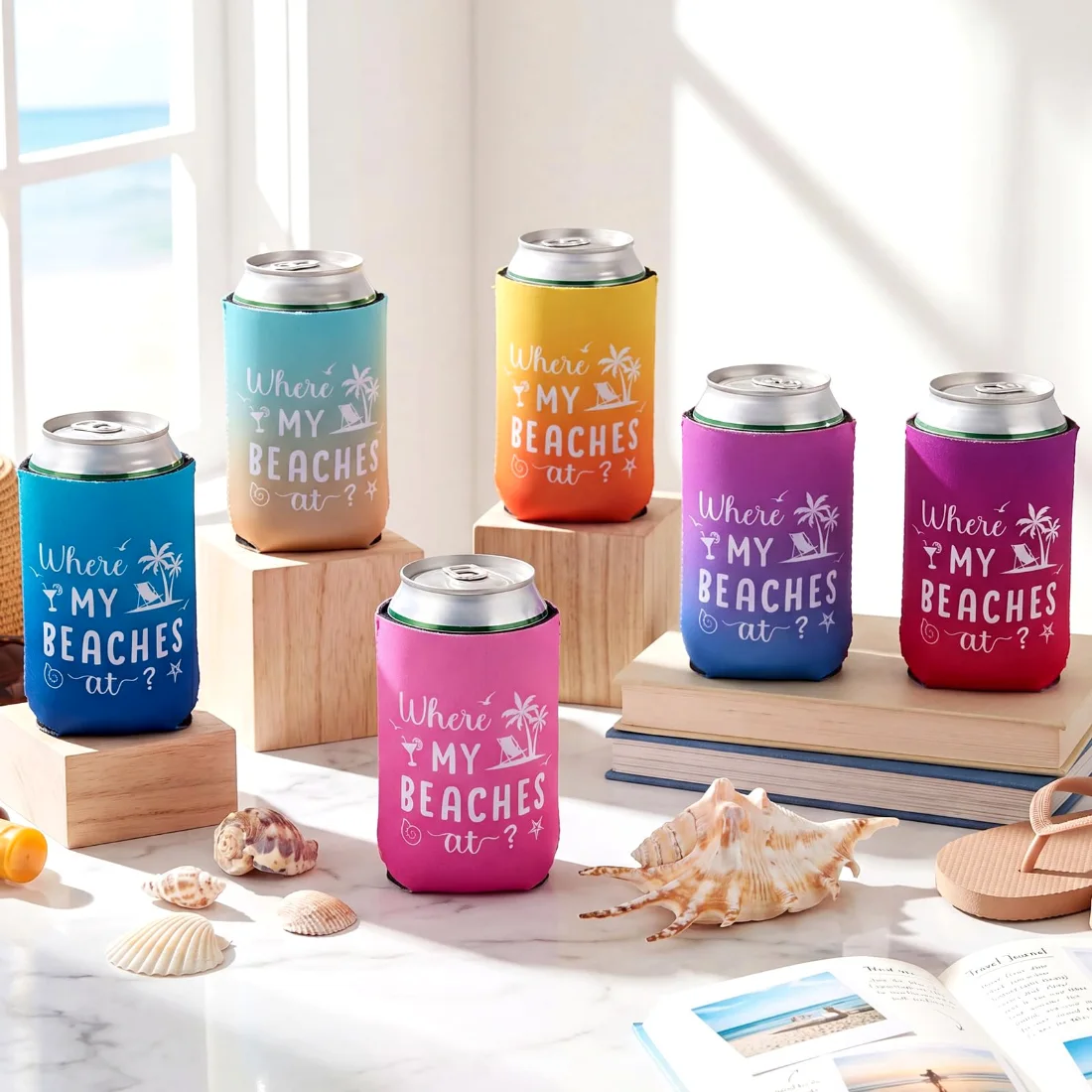 CHENGU Can coolers, 6 pcs, Tie-dye, Where My Beachs, view 4