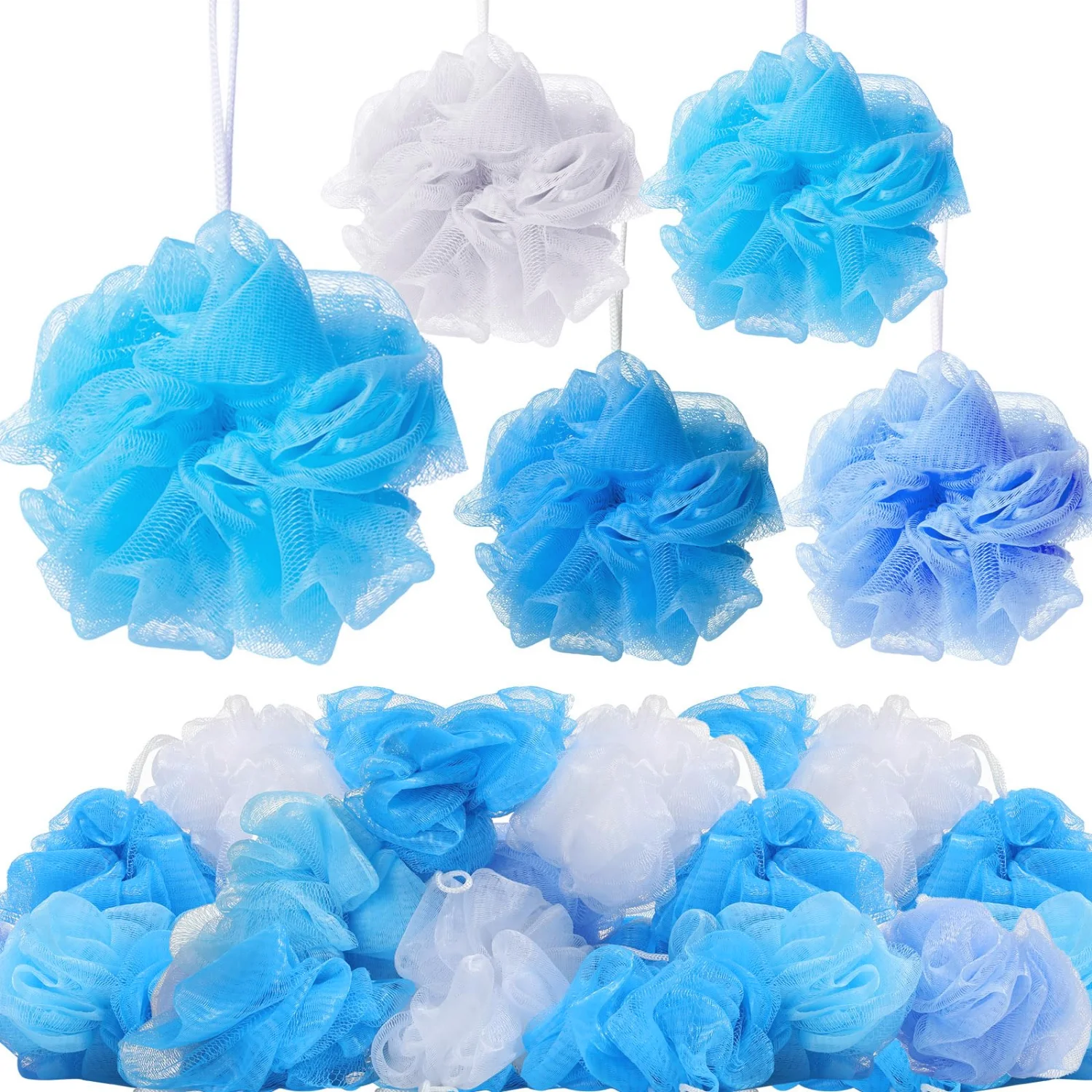 CHENGU Loofah bath sponges, Blue Series