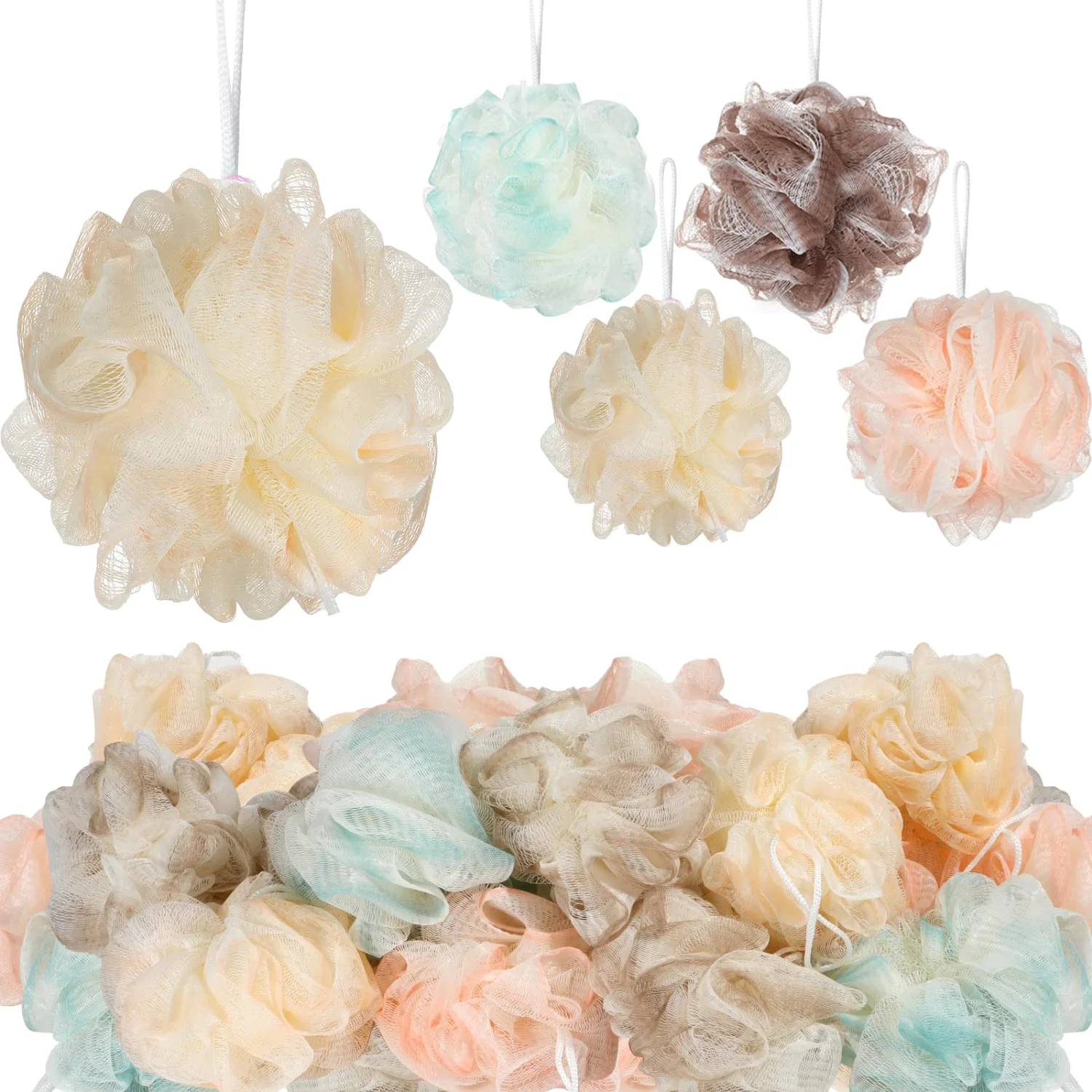CHENGU Loofah bath sponges, Plain Colors
