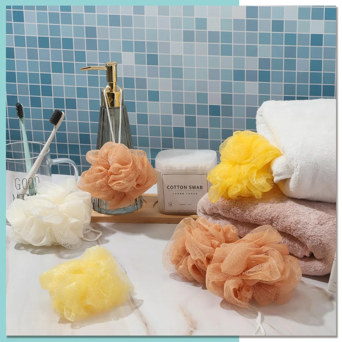 CHENGU Loofah bath sponges, Yellow Series, view 2