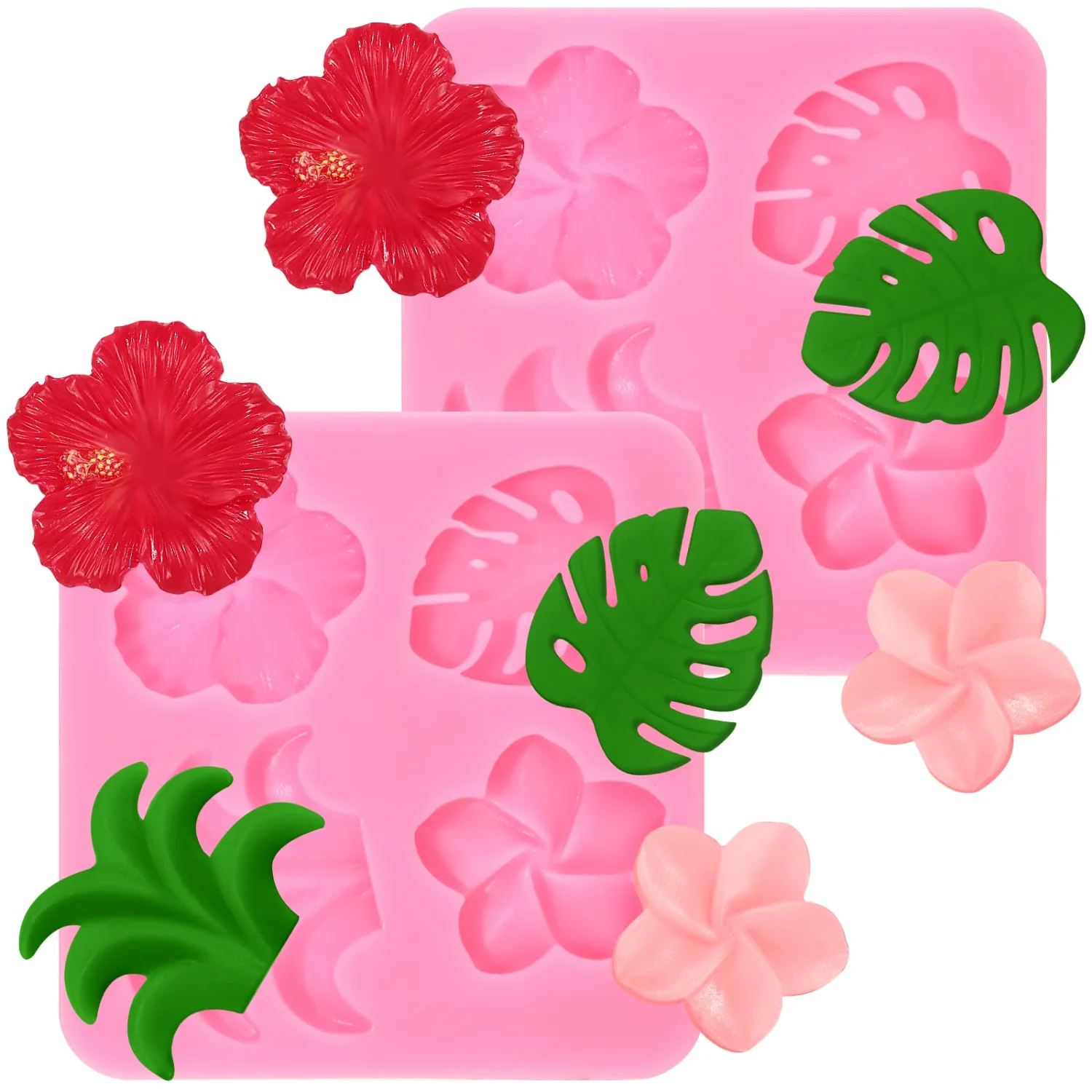 CHENGU Tropical flower silicone molds, Pink