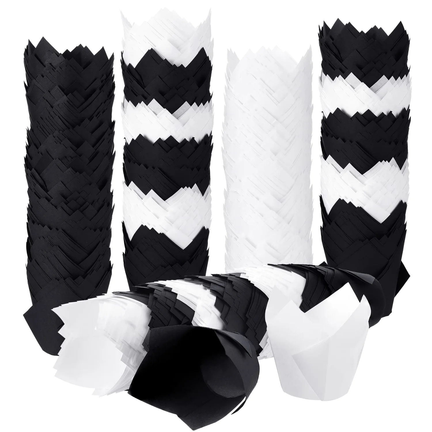 CHENGU Tulip cupcake liners, Black/White