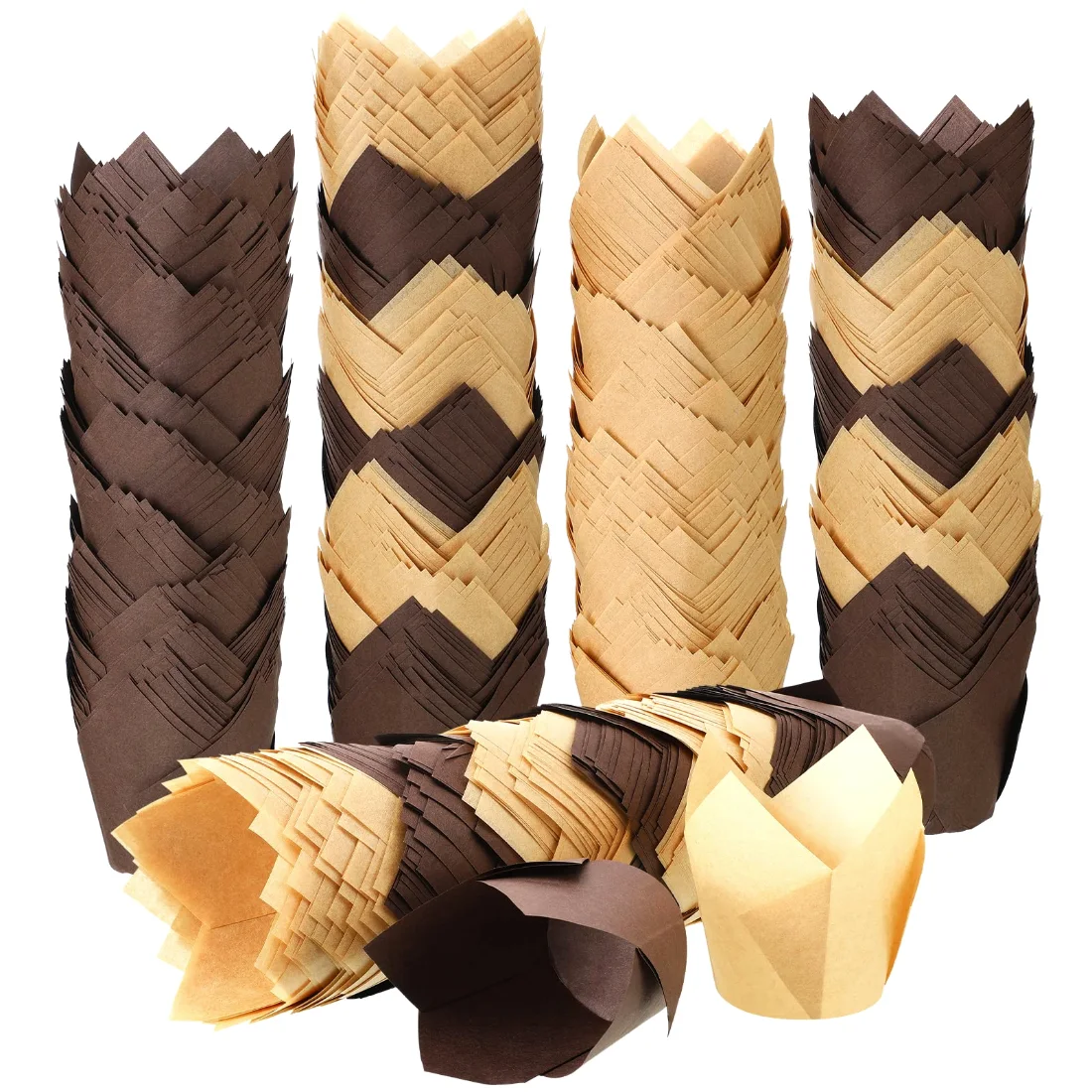 CHENGU Tulip cupcake liners, Brown, Natural, view 2