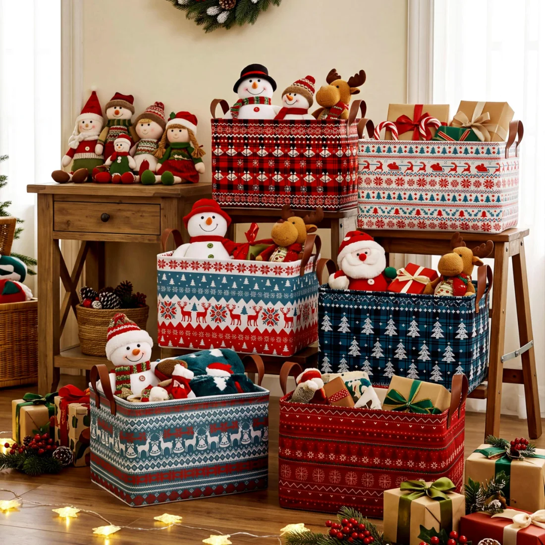 CHENGU Collapsible holiday storage bins, Christmas Ugly Sweater, 6 pcs, view 4