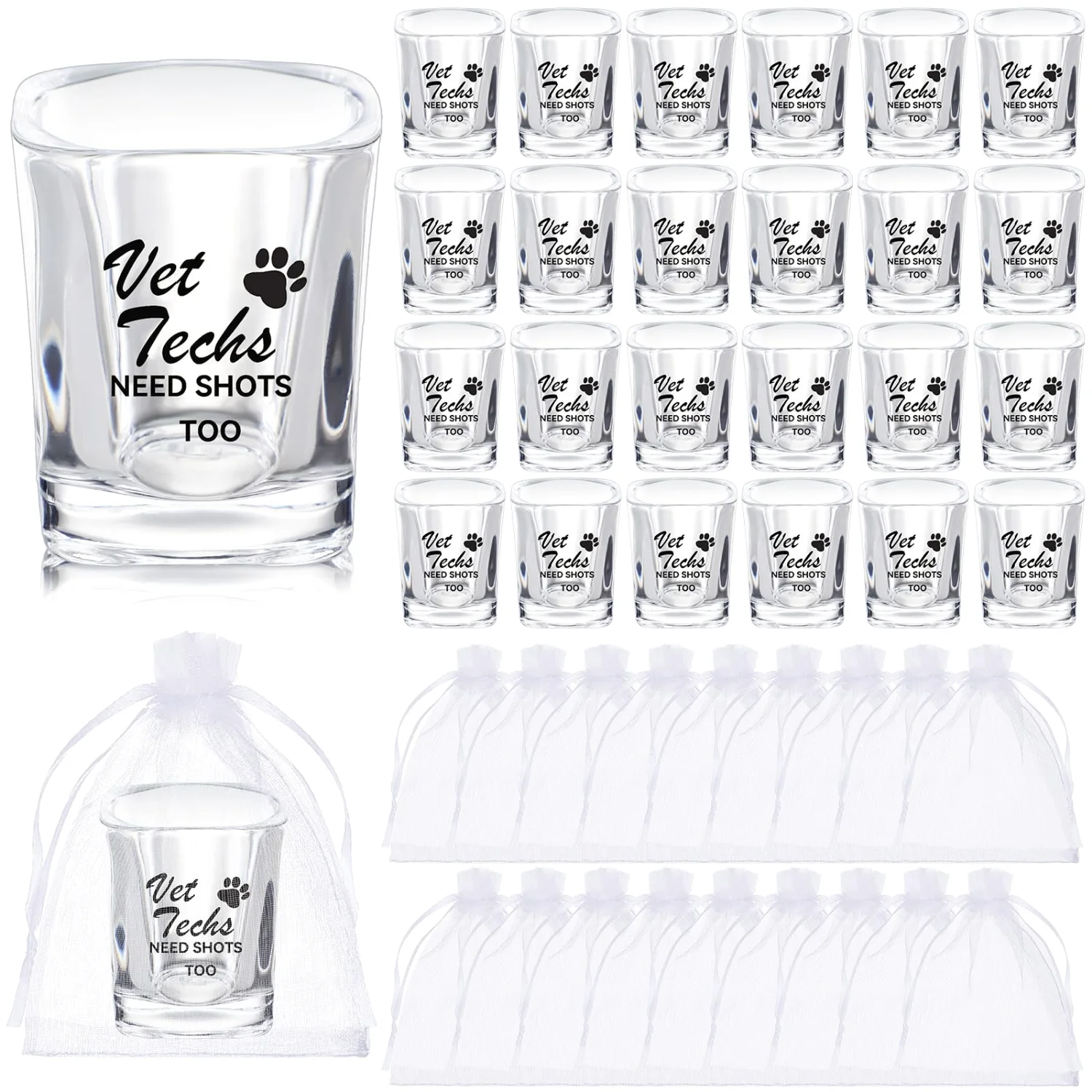 CHENGU Shot glasses, 6 to 24 sets, Casual, Glass, 24 sets