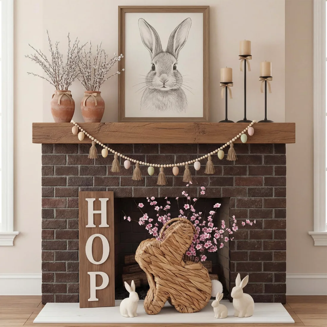 CHENGU Wicker bunny Easter basket, view 2