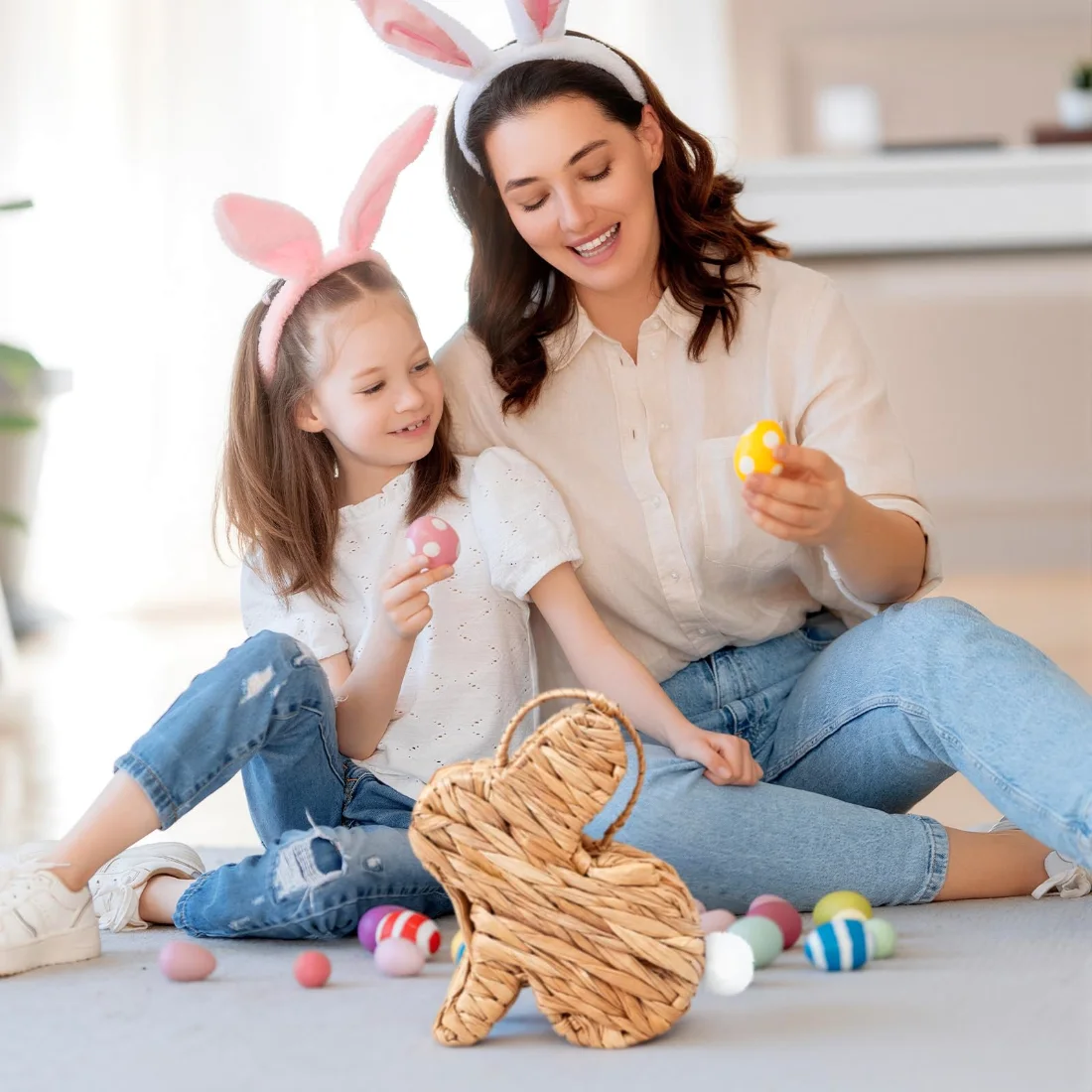 CHENGU Wicker bunny Easter basket, view 5