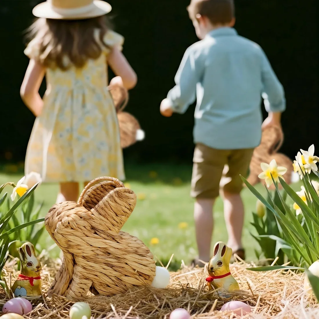 CHENGU Wicker bunny Easter basket, view 6