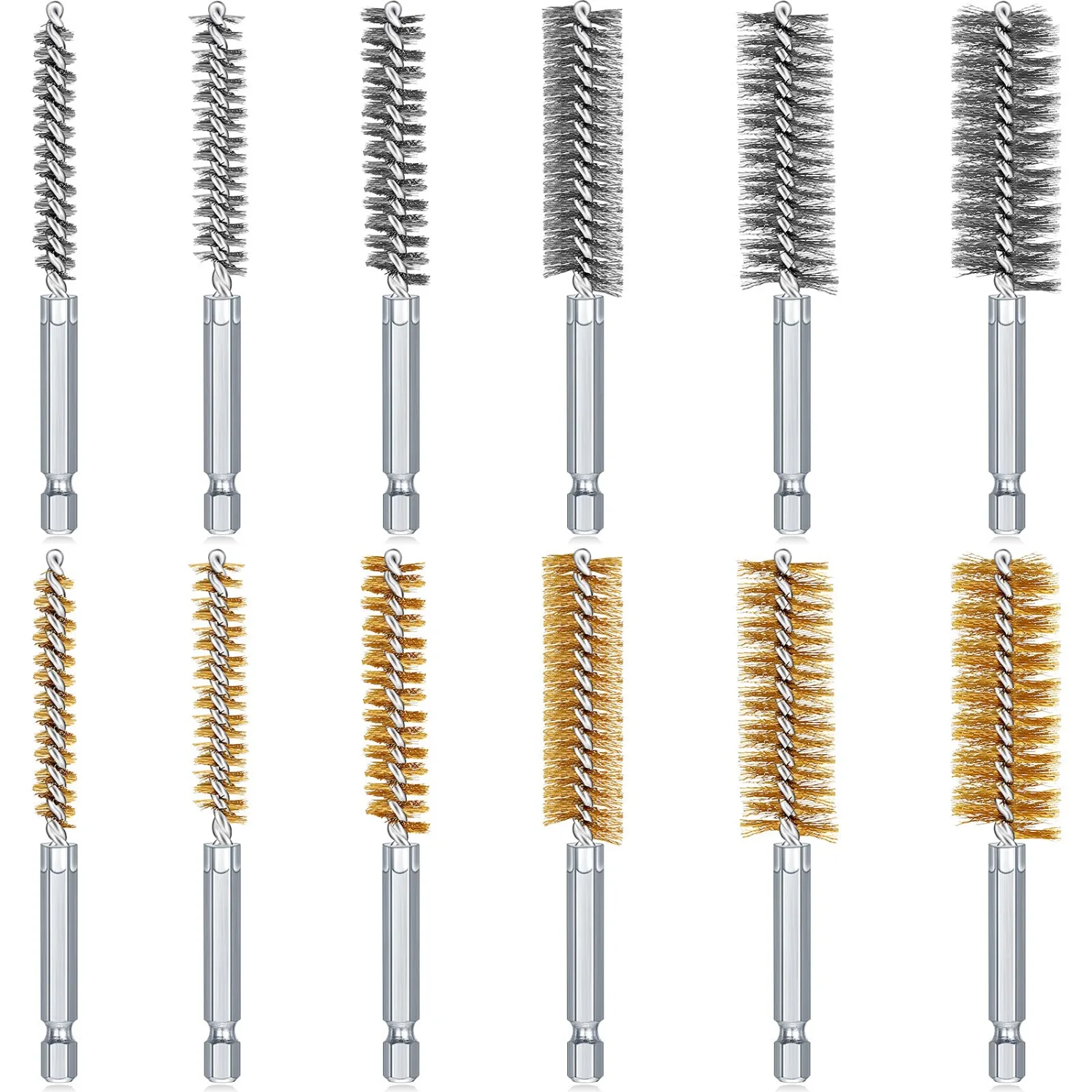 CHENGU Wire bore brush set, Stainless Steel, Brass, 24 pcs