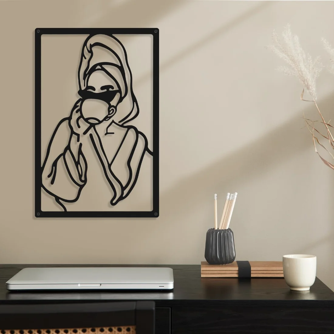 CHENGU Abstract woman line wall art, Bath, view 4