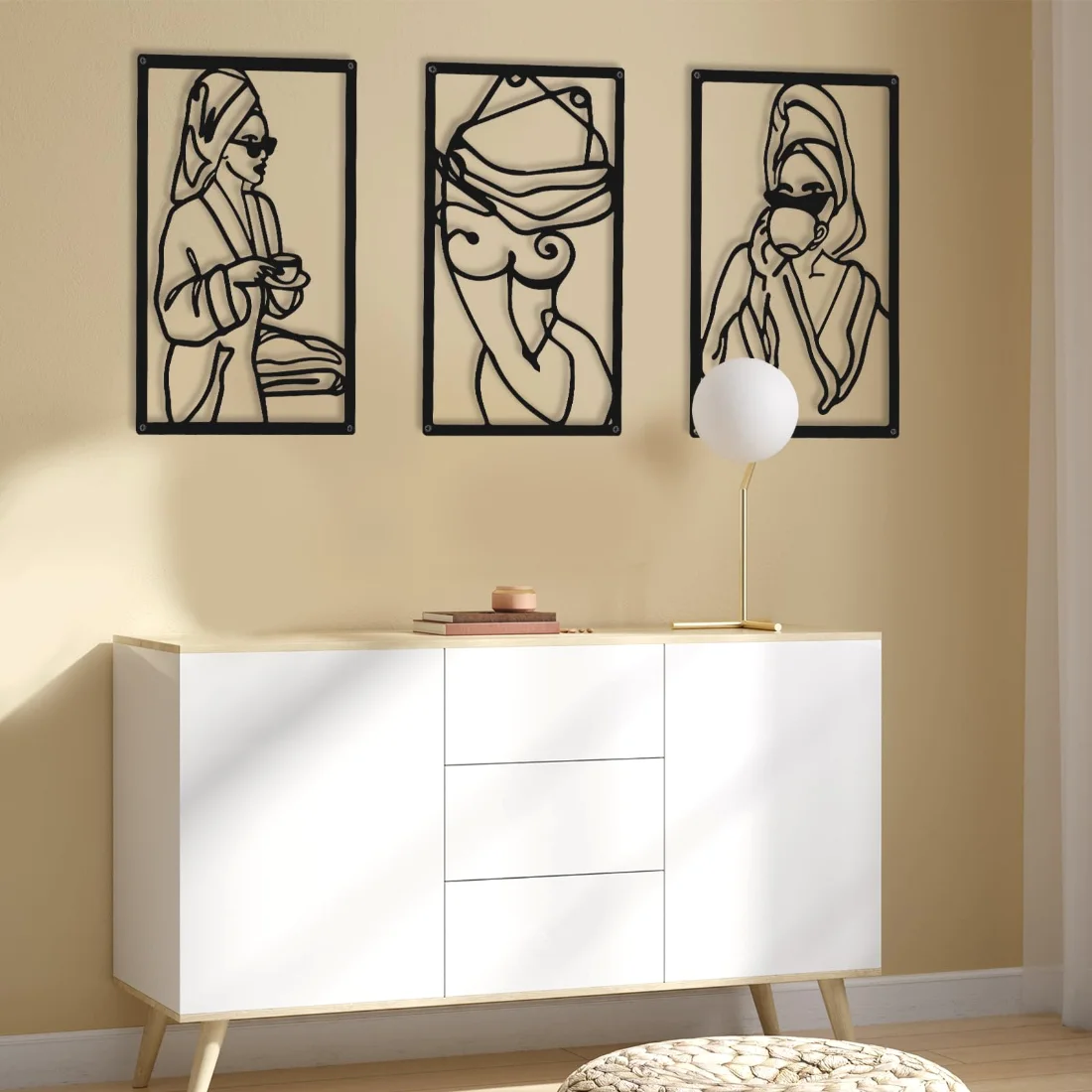 CHENGU Abstract woman line wall art, Bath, view 5