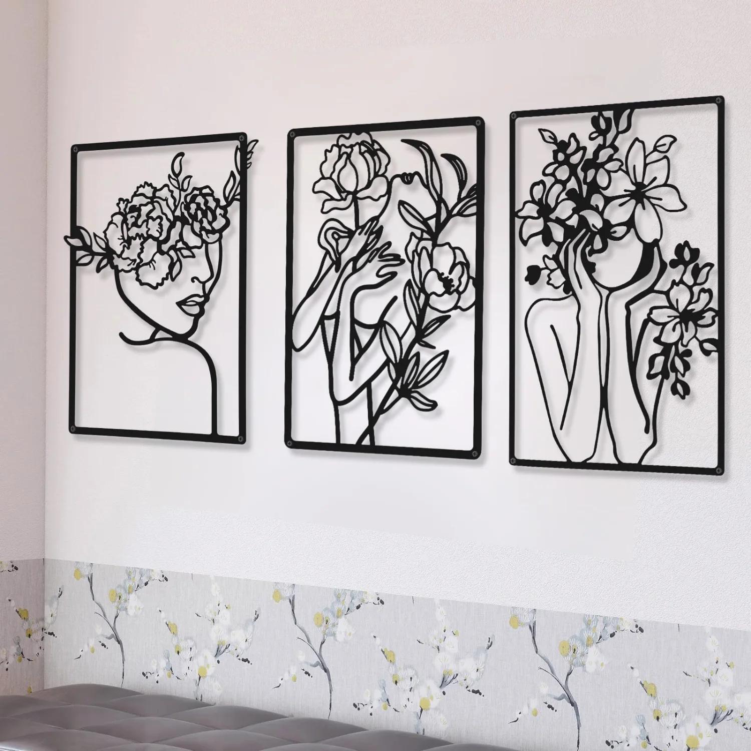 CHENGU Abstract woman line wall art, Drawing, Black, 12.99 x 8.58 inches