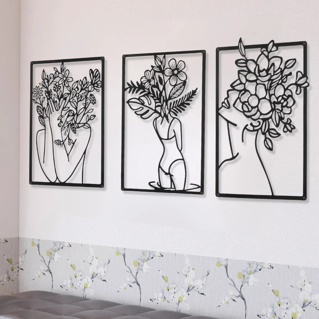 CHENGU Abstract woman line wall art, Leaf, view 2
