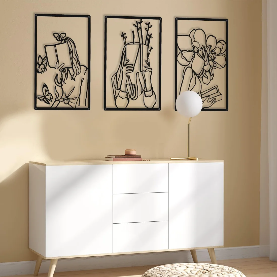 CHENGU Abstract woman line wall art, Reading, view 4