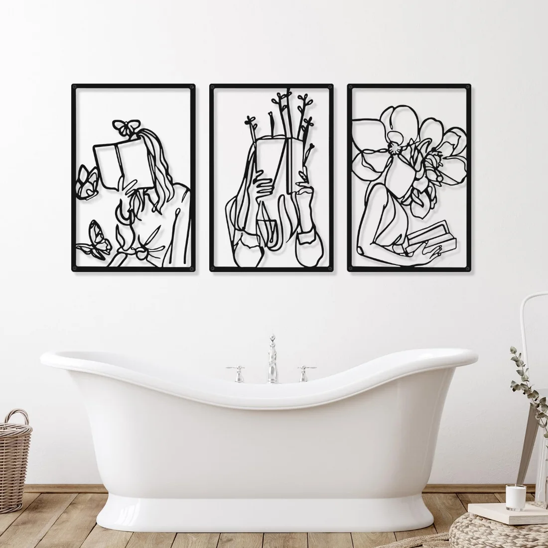 CHENGU Abstract woman line wall art, Reading, view 5
