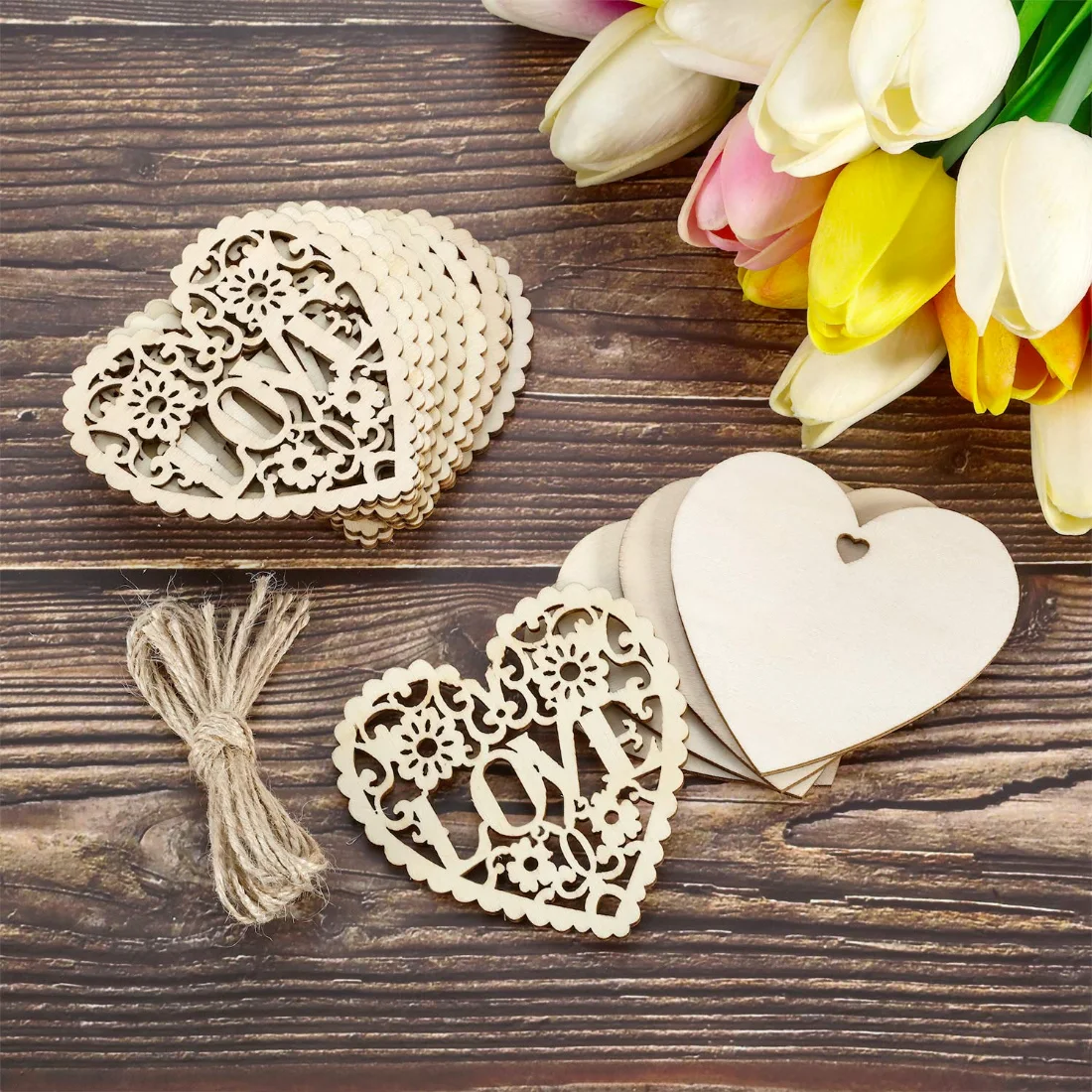 CHENGU Wooden heart slices, view 2