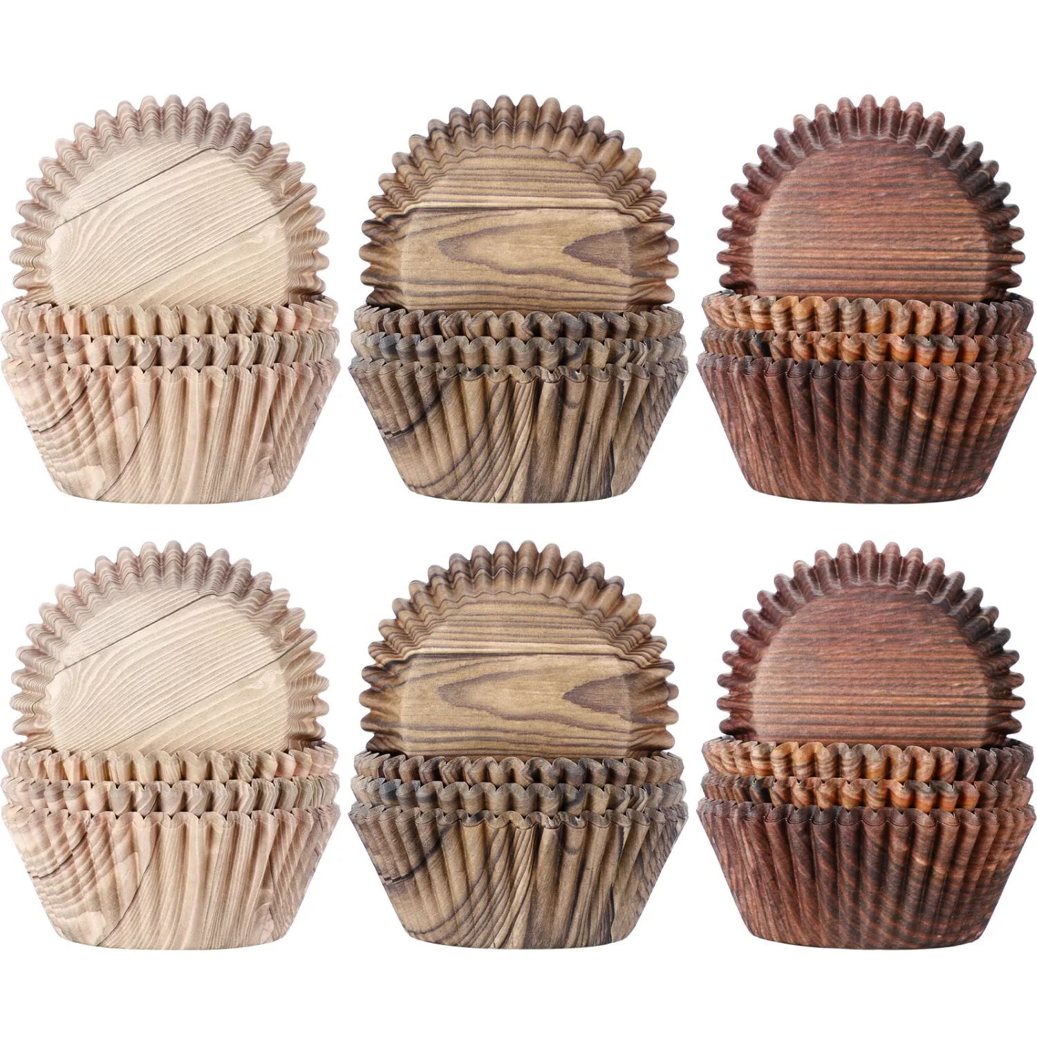 CHENGU Woodland woodgrain cupcake liners